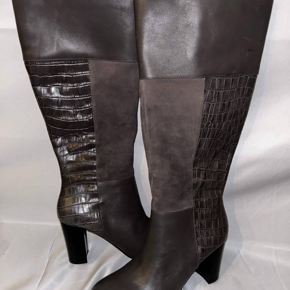 NWOT Isaac Mizrahi Dark Brown Knee High Boots Women’s Size 8 | Elegant Leather